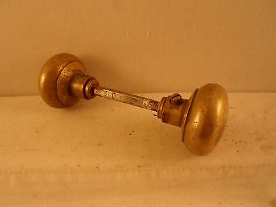 brass door knob set-set of two knobs  with one spindle,  # 6