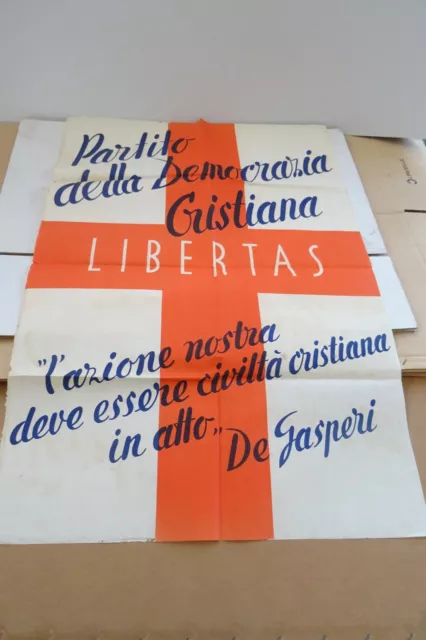 manifesto politico poster partito della democrazia cristiana De Gasperi