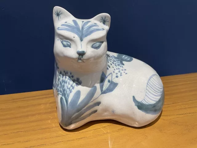 vintage retro Rye Pottery cat signedDavid Sharp cat vintage cat hand painted cat