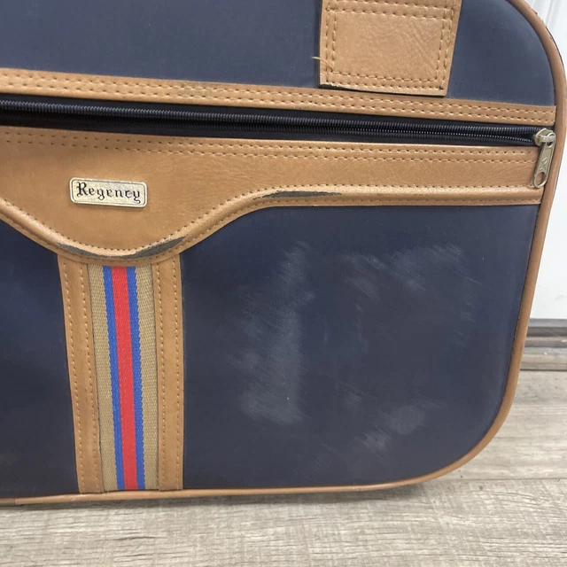 Vintage Luggage Train Case Medium Vintage Regency Luggage Travel Case Navy 2