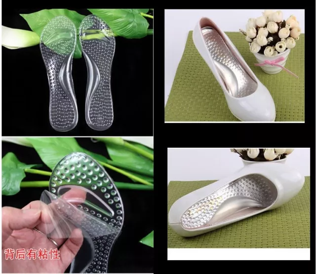 Massaging Silicon Gel Insoles Arch Support High Heel Flat Shoe Pad Inserts Feet 3