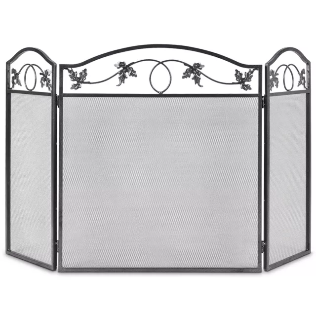 3 Panel Fireplace Screen Foldable Safety Fence Decorative Fire Guard Cover Door