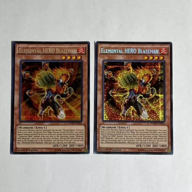 Elemental Hero Blazeman WSUP-EN032 Lot Of 2