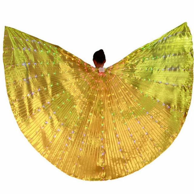 360° LED Wings + 2*Steel Sticks Belly Dance Stage Props With Extension Rod Stick