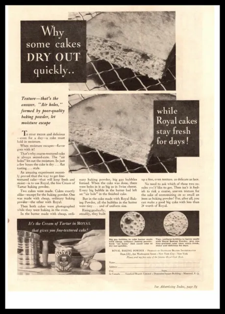 1932 Royal Baking Powder Standard Brands Inc. "Why Some Cakes Dry Out" Print Ad