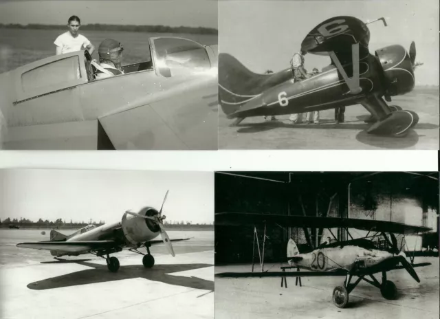 Set Of 3 - Lot #110 Planes #3,6,18 & 20 B&W Photographs - Racing Airplanes
