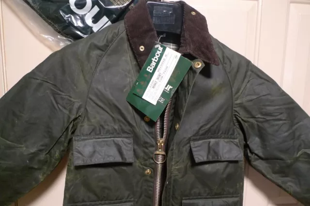 Barbour- A100 Kid's Bedale Wax Cotton Jacket -4 Front Pockets-Nos- Made @ Uk- 28