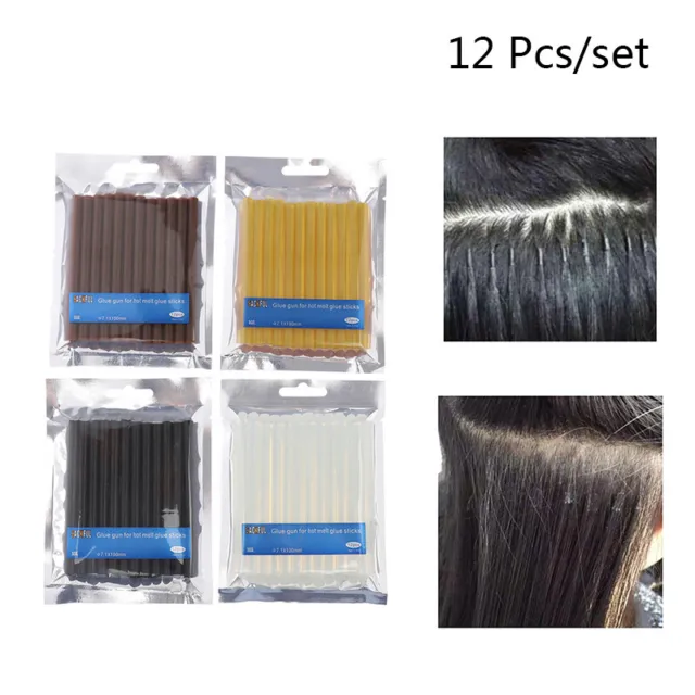 12 Pcs Hot Melt Hair Extension Keratin Adesive Glue Sticks Fusion Glue Styl'm'