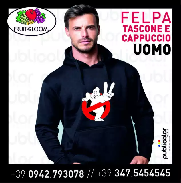 Felpa Cappuccio Tascone Uomo Ghostbusters 2 Personalizzata Stampata