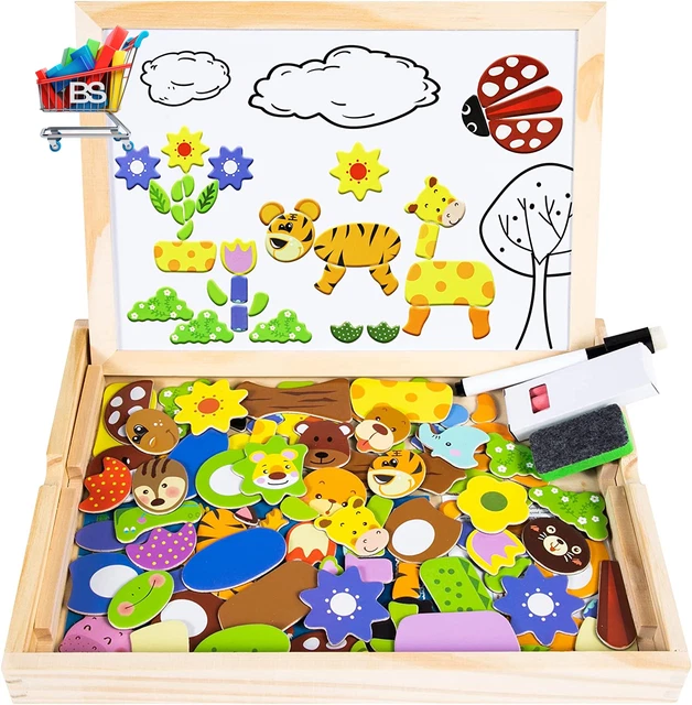 Giochi Montessori per Bambini +2 Anni Puzzle Magnetico Animali Lavagna Magnetica