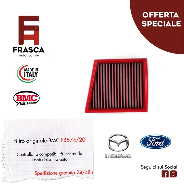 Filtro Aria Sportivo BMC B-Max Per Ford Ecosport, Fiesta, KA - Modello FB574/20