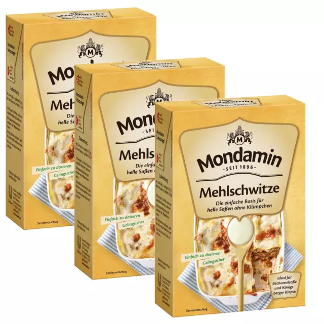 3x 250g Mondamin Roux Basis per Helle Salse Béchamelsauce Al