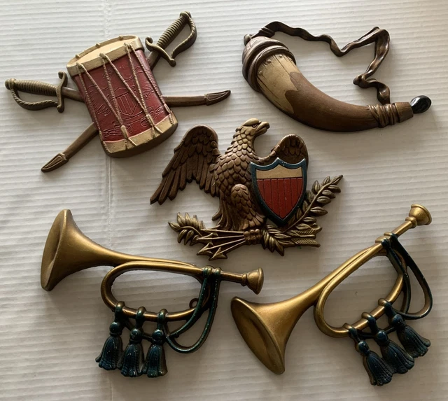 VTG 1960S SEXTON Cast Metal Wall Plaques LOT of 5 Colonial Eagle Bugle