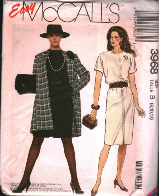 3968 Vintage McCalls SEWING Pattern Misses Unlined Jacket Dress 1980s UNCUT 12