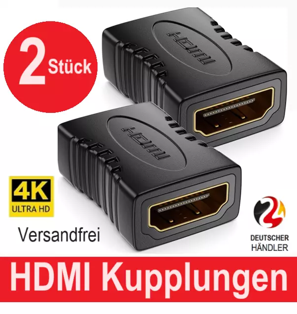 2x HDMI Kabel Kupplung Adapter Stecker Verbinder zur Verlängerung 1080p FULL HD