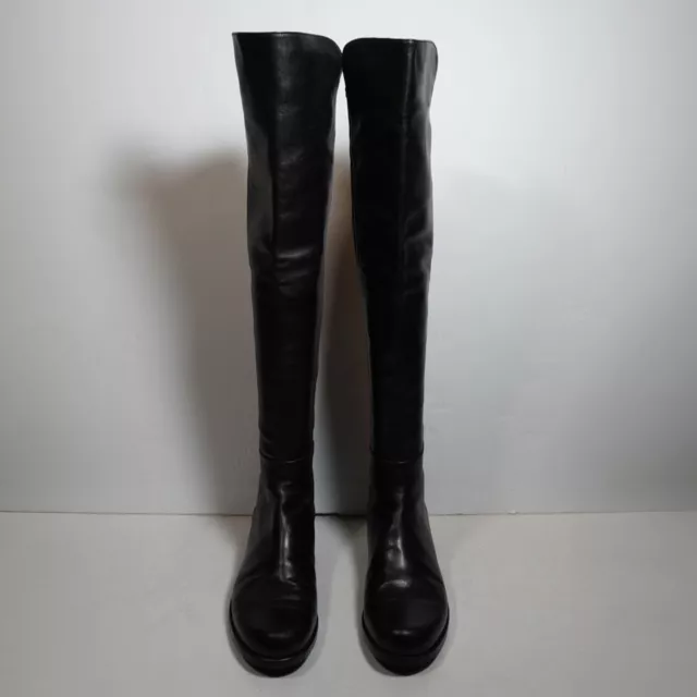 Stuart Weitzman 5050 Over The Knee Nappa Leather Combo Stretch Boots Shoes Black 2