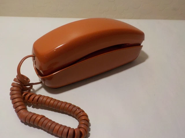Vtg. 1980s Western Electric TRIMLINE Touch-tone Telephone, Orange Rust, WORKS