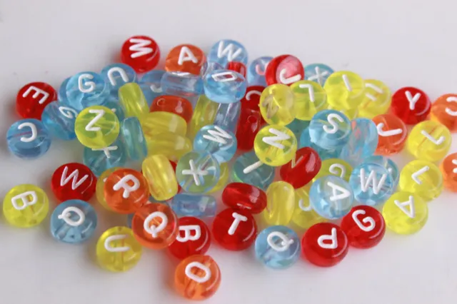Wholesale!100-500pcs Mixed Alphabet/Letter Acrylic circular Beads 4x7mm