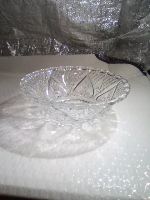 VINTAGE INDONESIAN KIM GLASS BOWL - INVERTED HEART PATTERN WITH ROSES set of 2