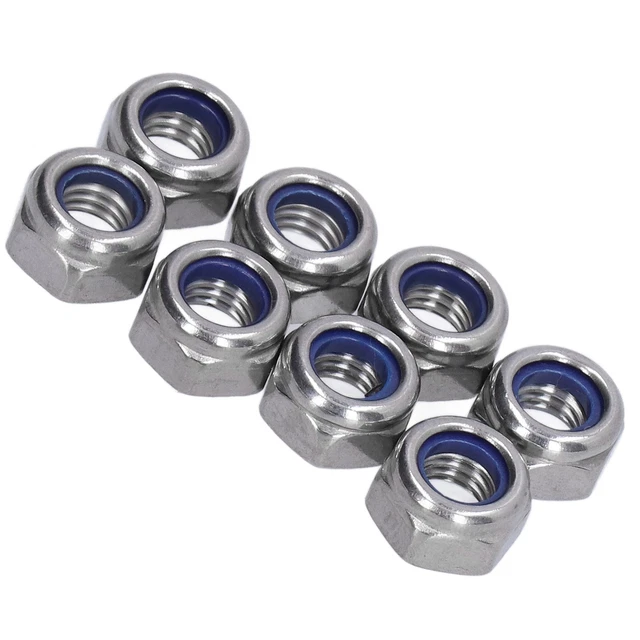 Sourcing Map 10x 3/8-16 UNC Sechskant-Kontermuttern - Edelstahl 304 Mit Nyloneinsatz