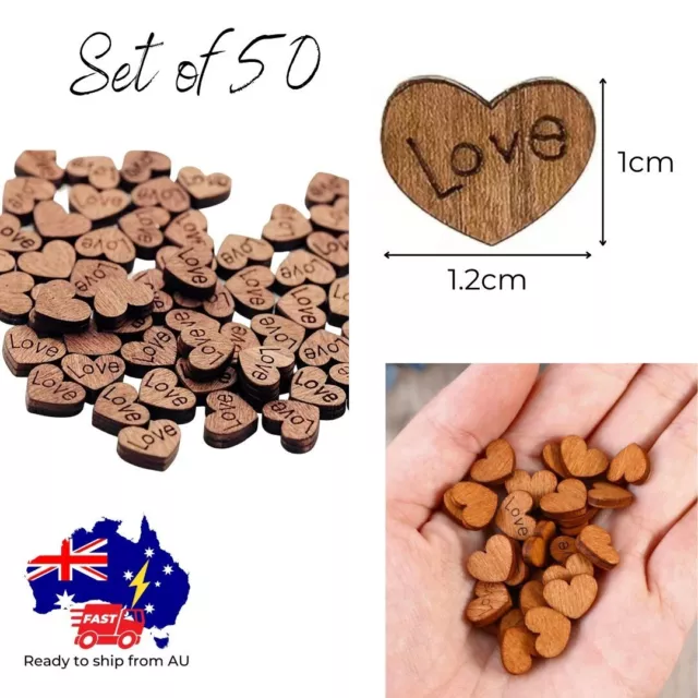 Mini Wooden Heart Love Wedding DIY Crafts Decorative Confetti Rustic Wood Shape