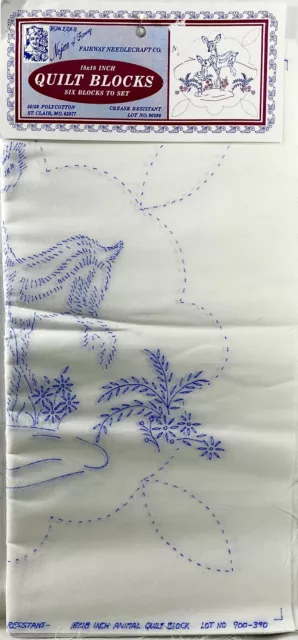 NEW 1996 Fairway Deer Stamped Quilt Blocks To Embroider 90390 Set 6 18x18 14217