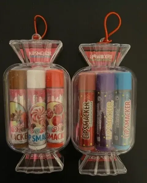 Lip Smacker Christmas Ornament Candy Flavored Lip Balms {NEW/SEALED} 6 Flavors
