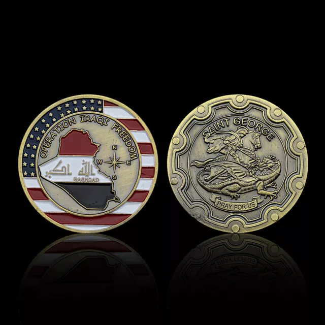 Moneda de Bronce de la Operación Americana Libertad Iraquí San Jorge Ruega por Nosotros Medalla