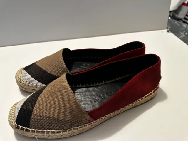 BURBERRY canvas and suede and leather espadrilles size 37