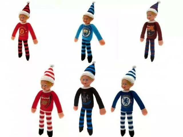 Football Team Elf - Christmas Gift Shelf Manchester Barcelona Arsenal Chelsea