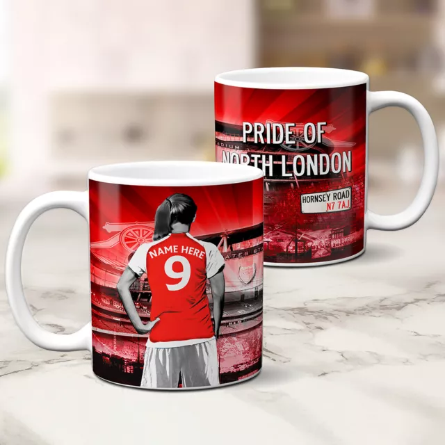 Personalised Womens Arsenal Mug Football Fan Cup Ladies Birthday Gift WFM07