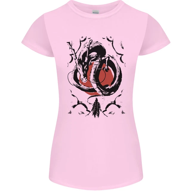Samurai Warrior Dragon & Sun Fantasy MMA Womens Petite Cut T-Shirt