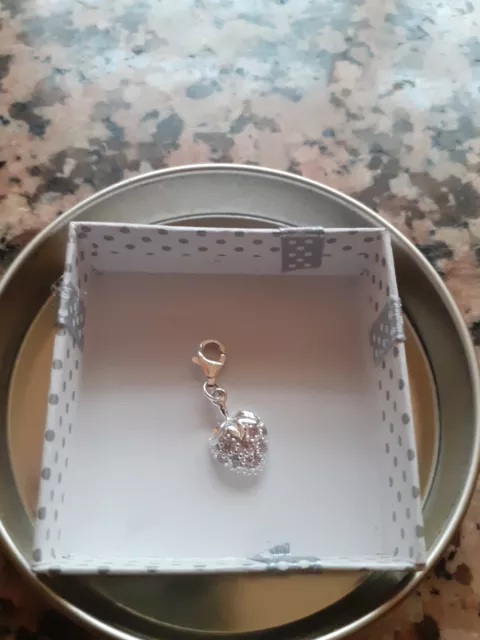 Joli pendentif charm cœur cristal Swarovski en argent 925