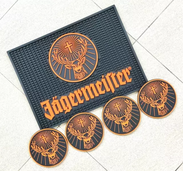 Free Ship Jagermeister Rubber bar mats drip mat spill mat & 4pcs Coasters pubs