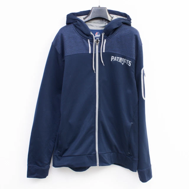 NUOVA INGHILTERRA PATRIOTS Uomo L Majestic Tuta Felpa con cappuccio Giacca...