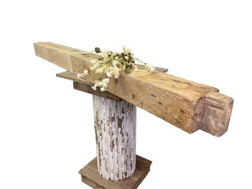 Reclaimed Barn Beam Wood Shelf, Architectural Salvage Fireplace Mantel C10