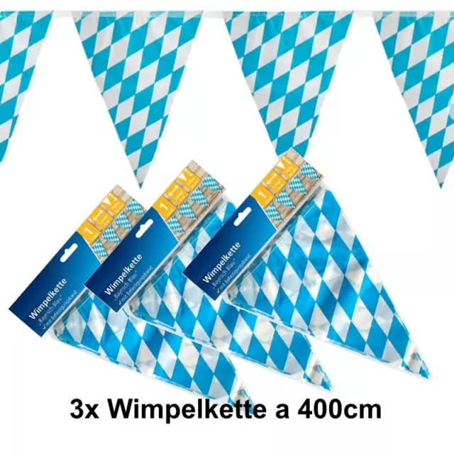 Luftruessel Bayern, Tröte, 6-tlg. Party-Zubehör, blau-weiß mit Rautenmuster  Wies`n 
