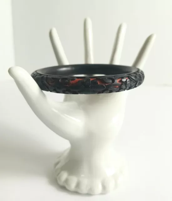Asian Black and Red Carved Cinnabar Lacquer Bangle