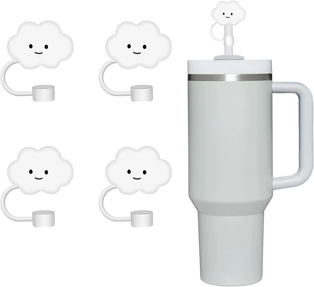 Protector de cubiertas de paja reutilizables de 8 mm, 4 piezas cubiertas de paja en forma de nube de silicona, cu