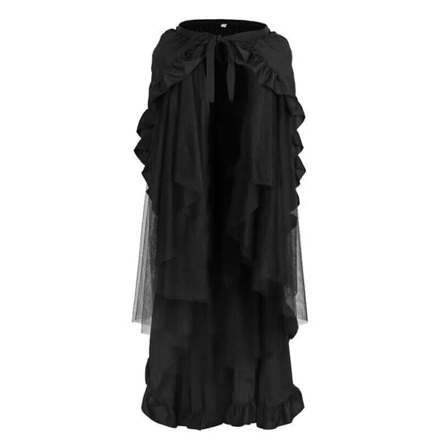 Fashion Womens Steampunk Gothic Skirt Victorian Ruffles Pirate Skirts Wrap Cape