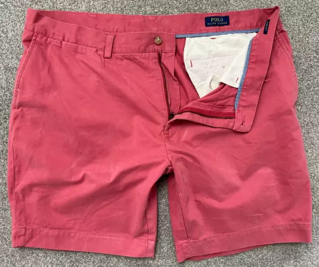 Polo Ralph Lauren Smart pantaloncini chino da uomo W42 vestibilità classica 100% cotone rosso bacca