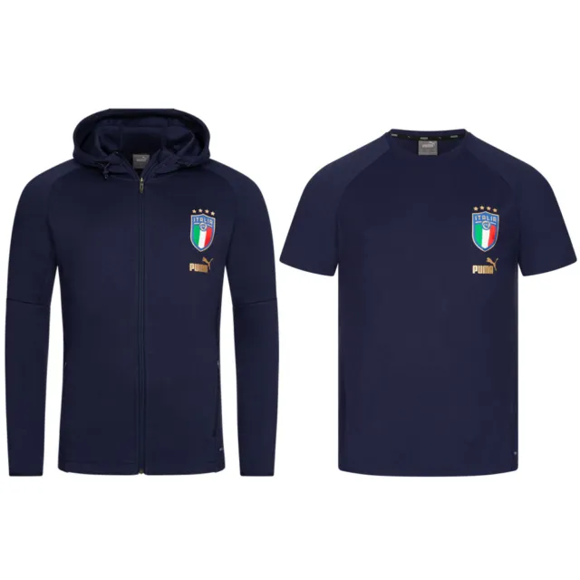 Italien FIGC PUMA Coach Casuals Herren Jacke T-Shirt neu 767108 767119 blau neu