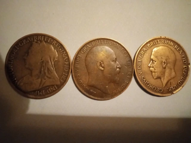 1896 1906 and 1932 Great Britain large one penny