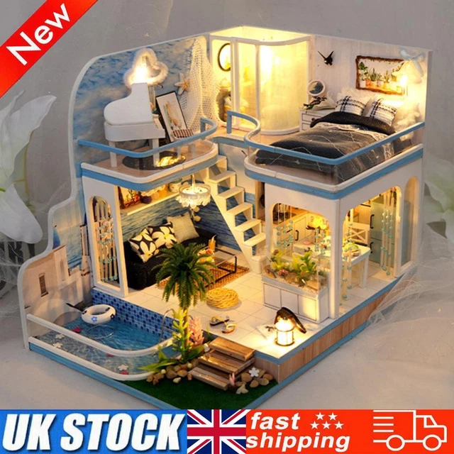 Mini House Machine MINI HOUSE KIT Wooden DIY Miniature Room with Dust Cover/Light ...