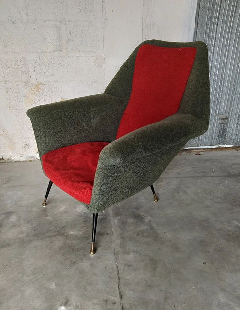 Poltrona Vintage GIGI RADICE Anni 50 Piedi Ottone