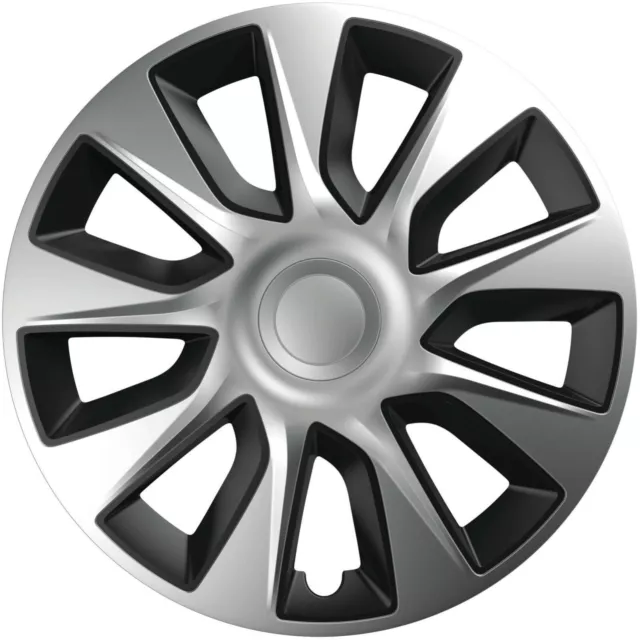 4 pcs SET 17" WHEEL TRIMS COVERS SILVER - BLACK  HUB CAPS 17 INCH STRATOS