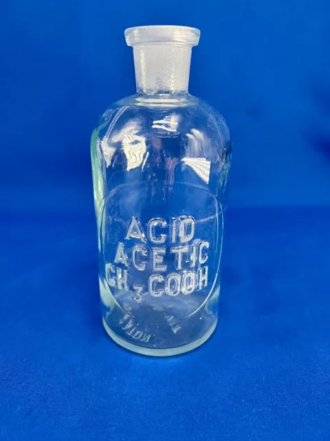 Vintage Acid Acetic CH3COOH Wheaton Apothecary Bottle Chemistry Lab 275ml