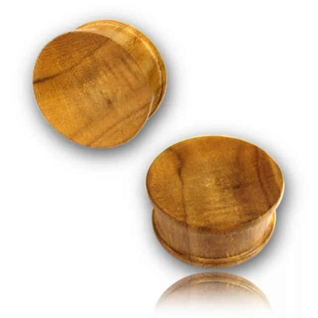 Pair Concave Teak Wood Plugs Tunnels Gauges Gauge Organic Wooden Plug D. Flare