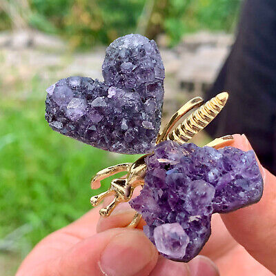 32G Natural Amethyst Crystal Cluster Healing Butterfly Fairy Specimen Decora 3