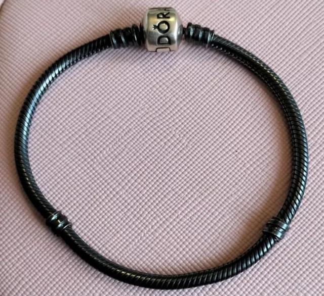 Genuine Pandora Sterling Silver Oxidised Moments Charm Bracelet 590702OX 17.5cm